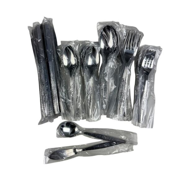 Interpur INR7 Single Rose Stainless Steel Flatware 50 Piece Set w/ Box NOS Japan - Picture 1 of 11